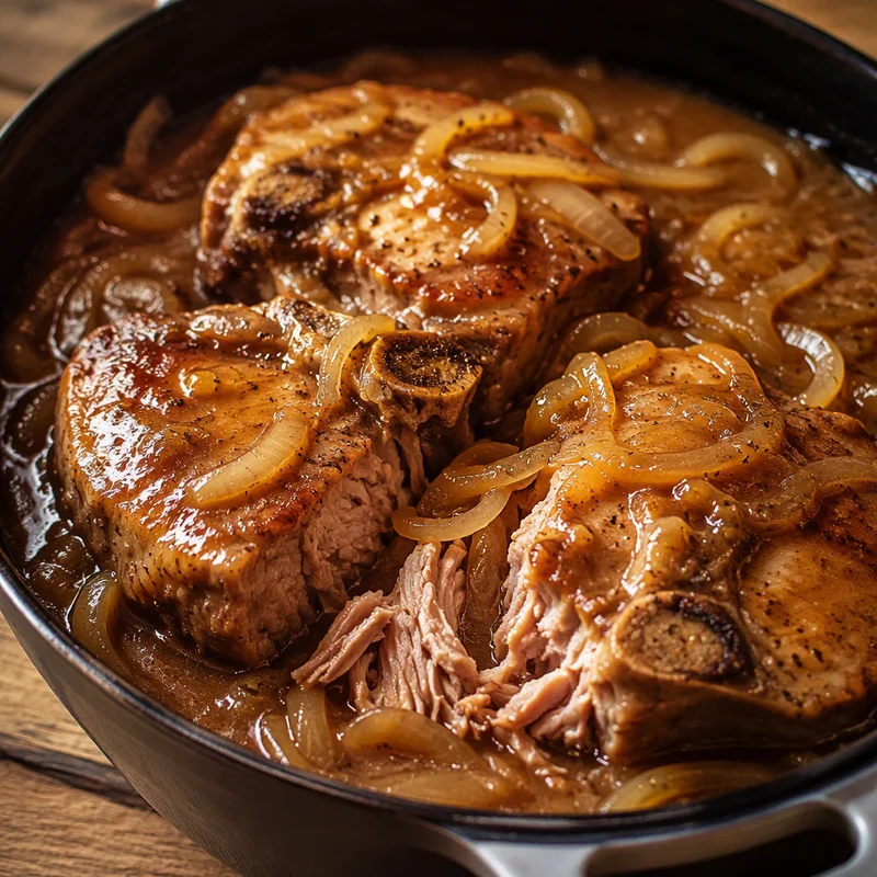 Slow Cooker Smothered Pork Chops with Sweet Onion Gravy