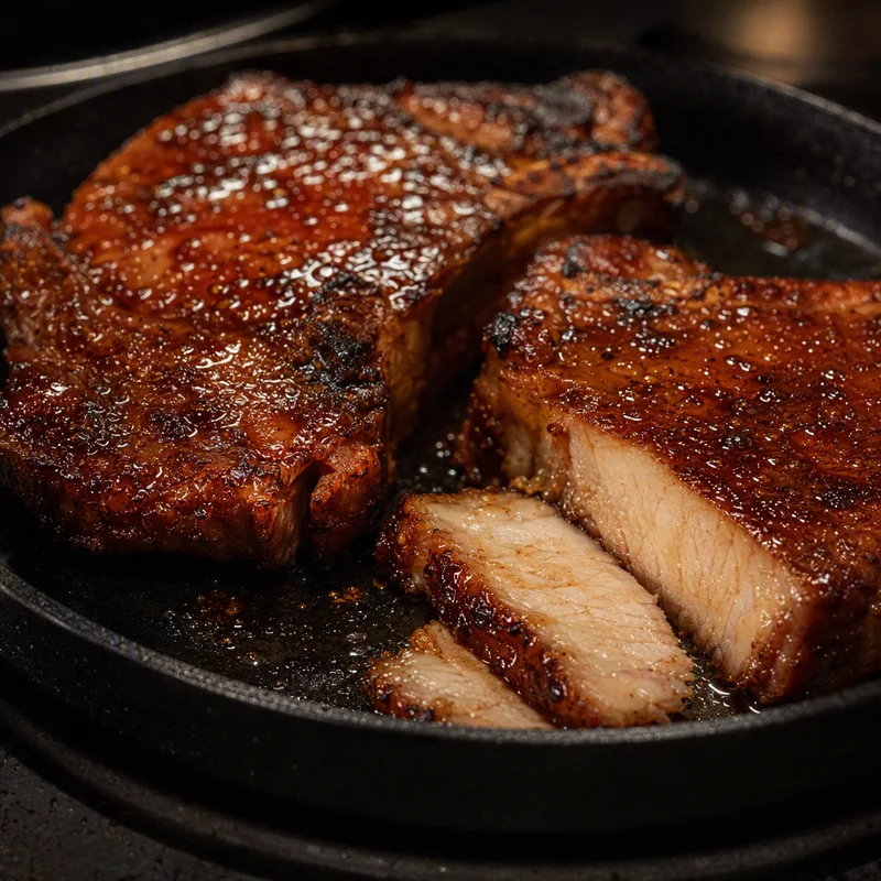 Sous Vide Brown Sugar Pork Chops with Bourbon Glaze
