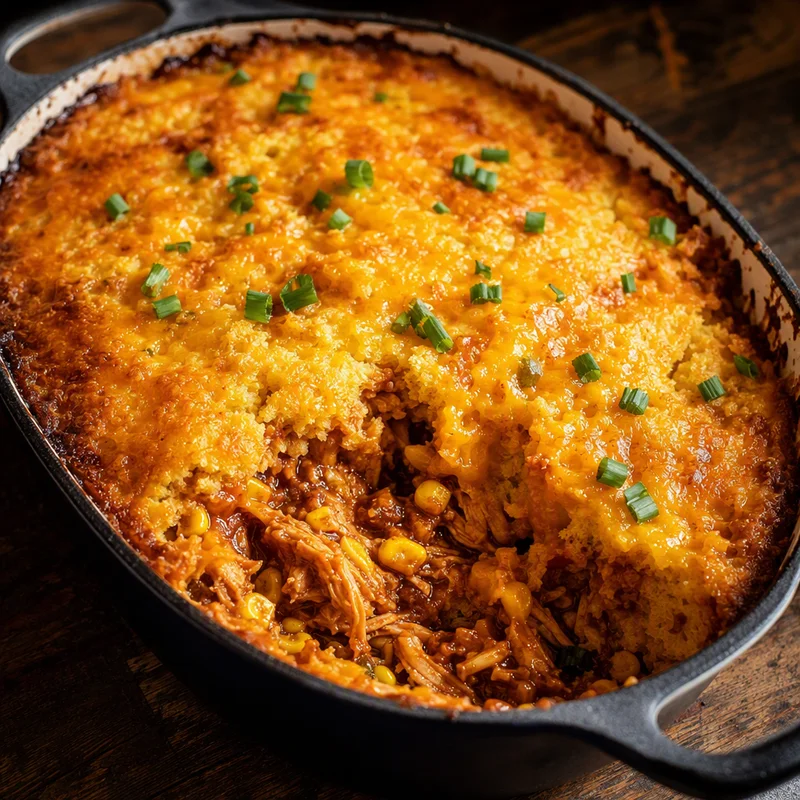 Smoky BBQ Chicken Cornbread Casserole