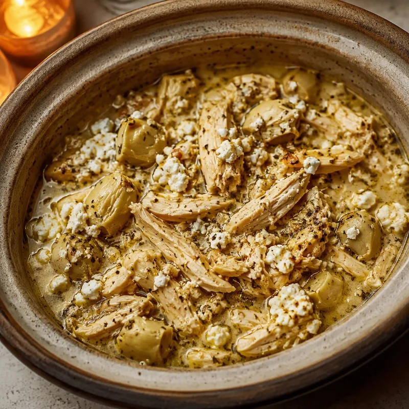 Slow Cooker Greek Chicken with Artichokes and Feta