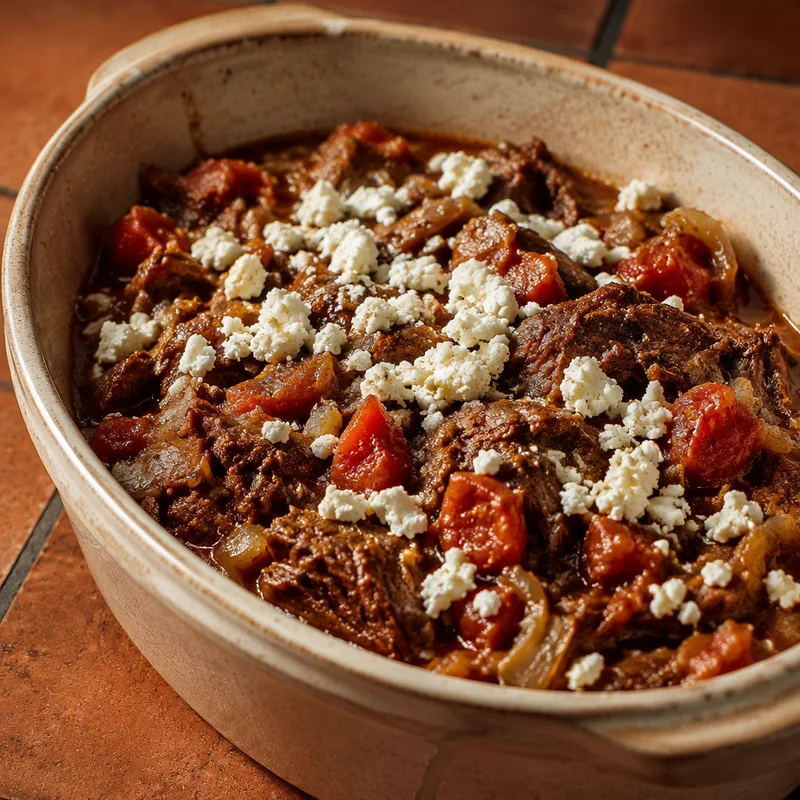 Slow Cooker Greek Cinnamon Lamb with Tomato and Feta