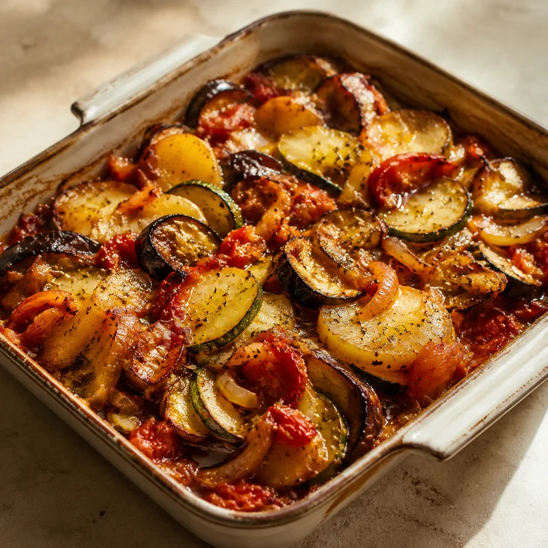 Slow-Roasted Greek Vegetables with Lemon, Oregano & Olive Oil