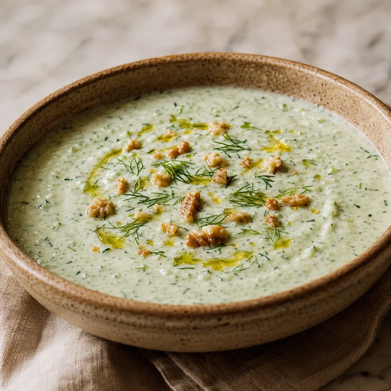 Blender Cucumber-Yogurt Soup with Dill and Walnuts