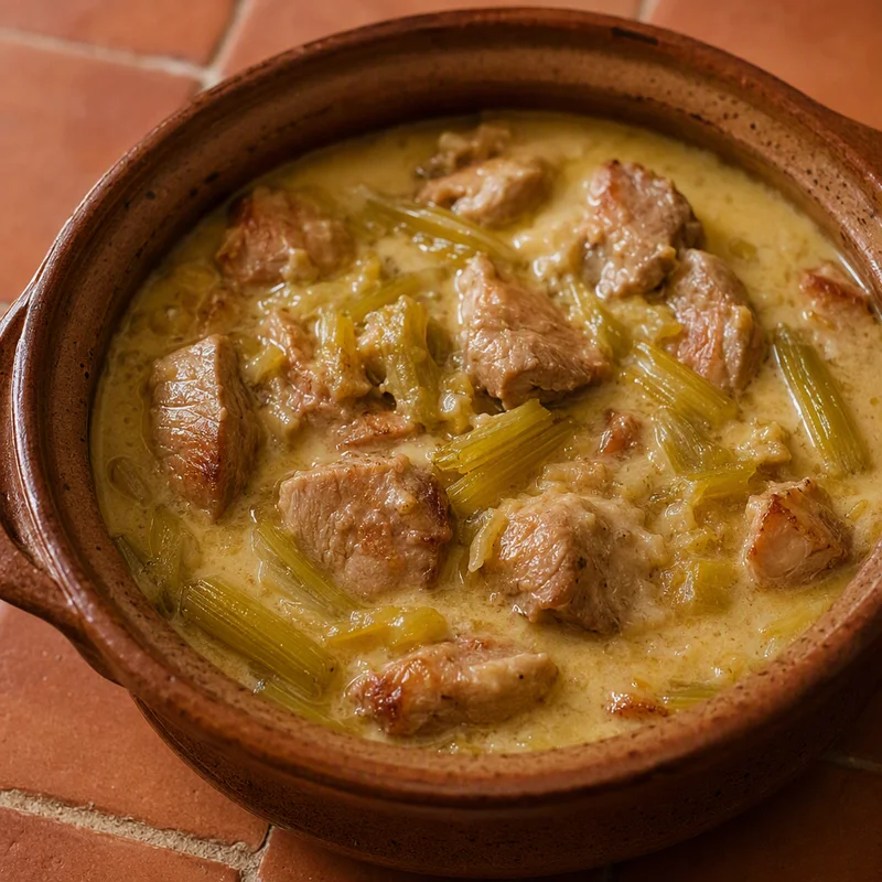 Braised Pork with Celery and Silky Lemon-Egg Sauce