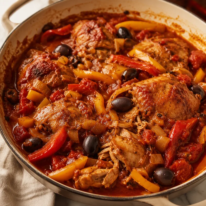 Slow Cooker Chicken Cacciatore with Peppers and Olives