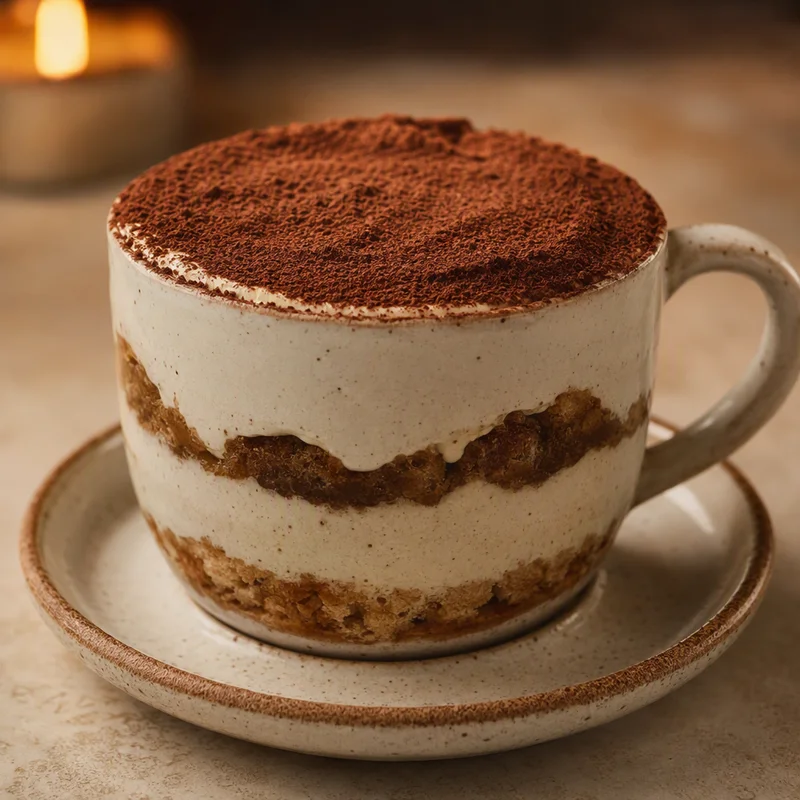 Blender Tiramisu Mousse Cups with Espresso and Cocoa