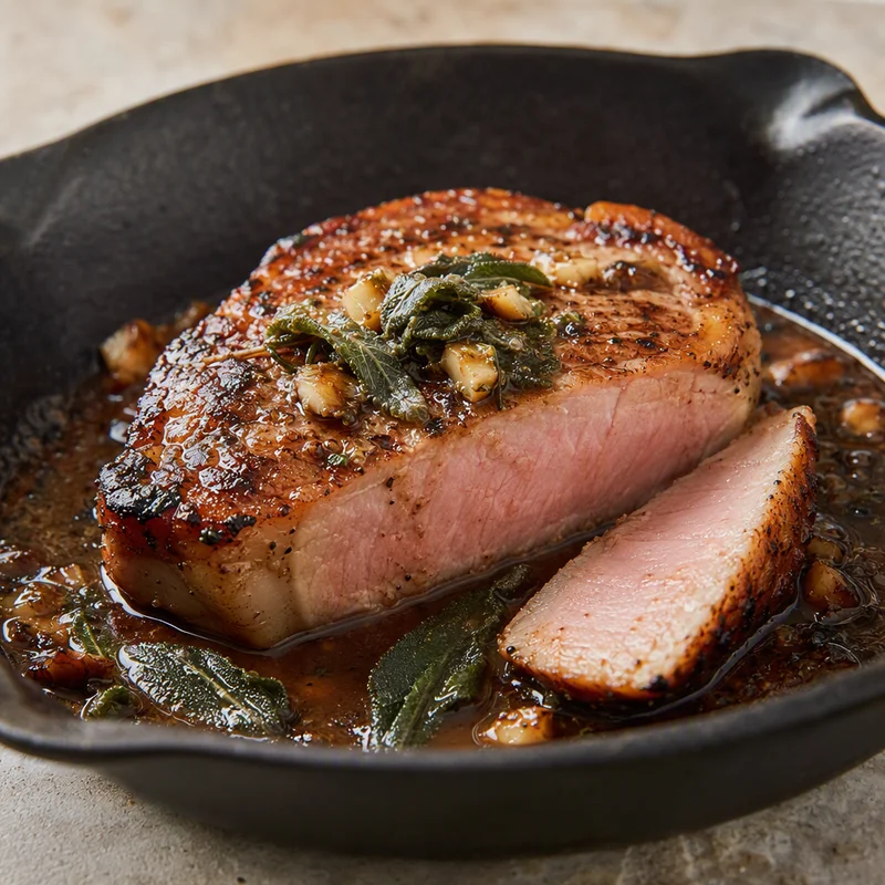Sous Vide Pork Chops with Sage Butter and Balsamic Glaze