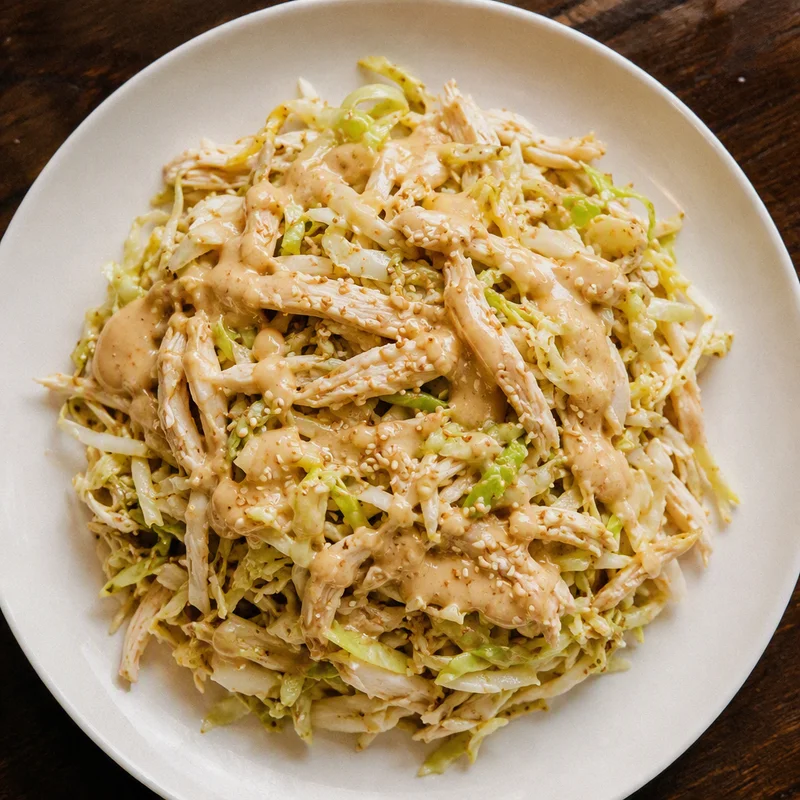 Blender Sesame-Ginger Chicken and Cabbage Salad