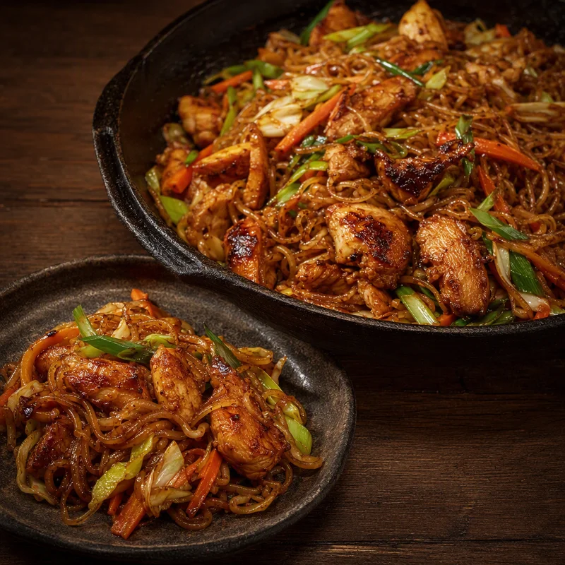 Sizzling Chicken Chow Mein with Shirataki Noodles