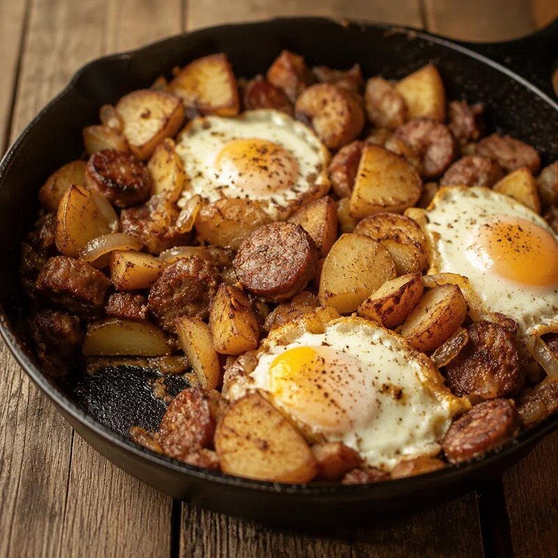 Campfire Sausage, Potato and Egg Breakfast Skillet