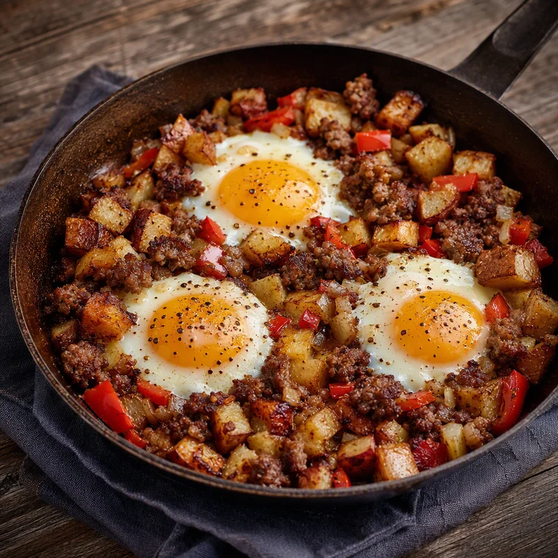 Campfire Breakfast Skillet with Sausage and Eggs