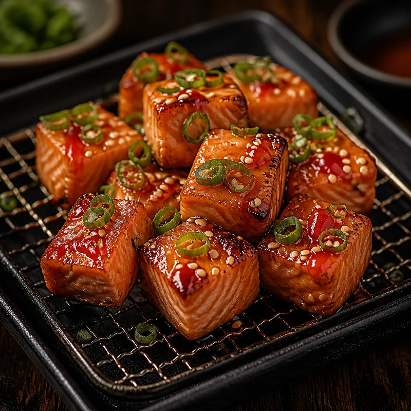 Air Fryer Soy-Honey Salmon Bites