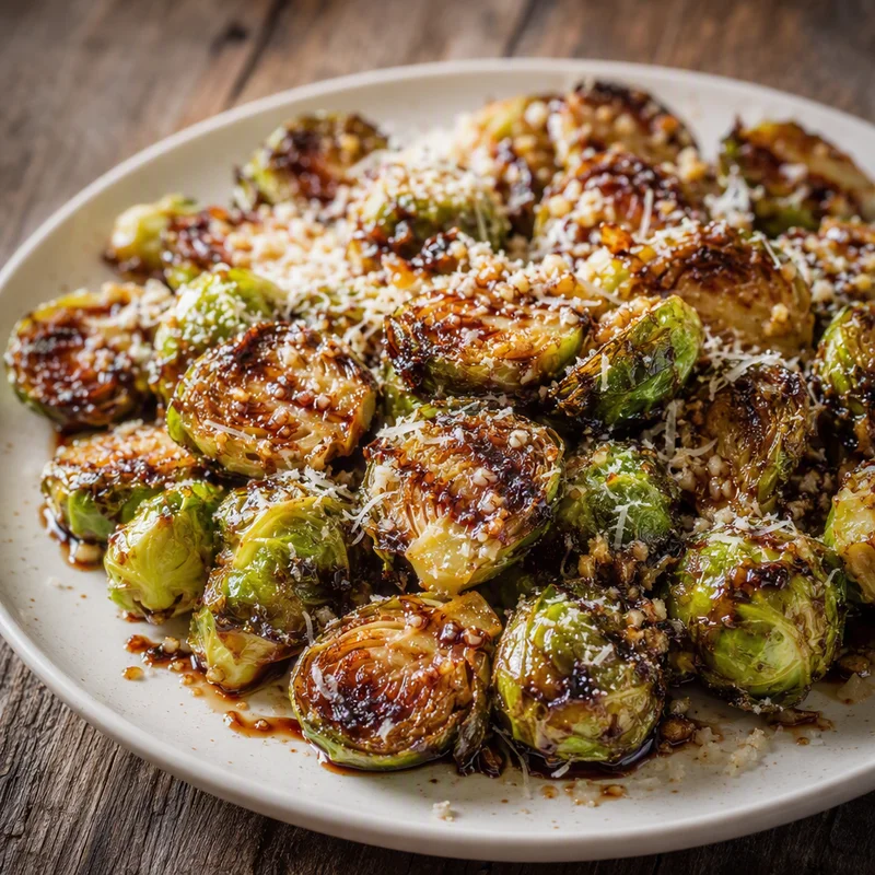 Air Fryer Crispy Brussels Sprouts with Garlic and Parmesan