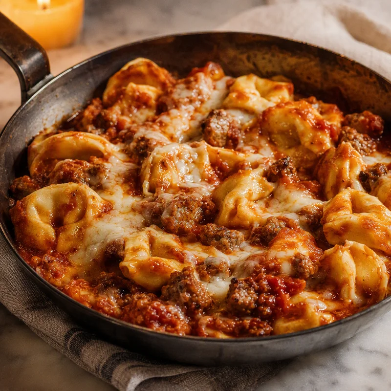 One-Pot Campfire Sausage & Tomato Tortellini