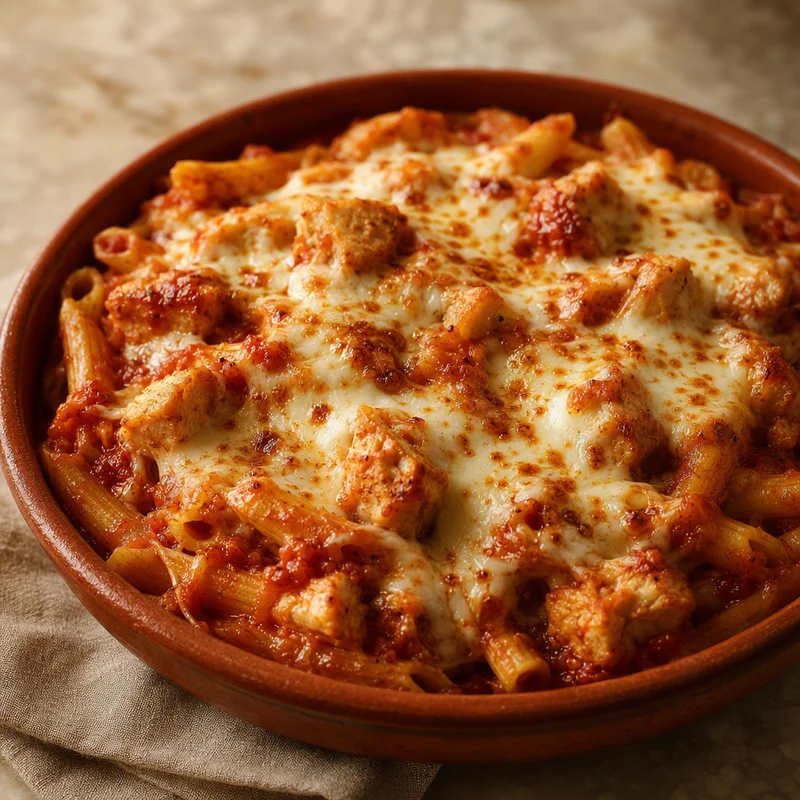 No-Boil Chicken Parmesan Penne Bake