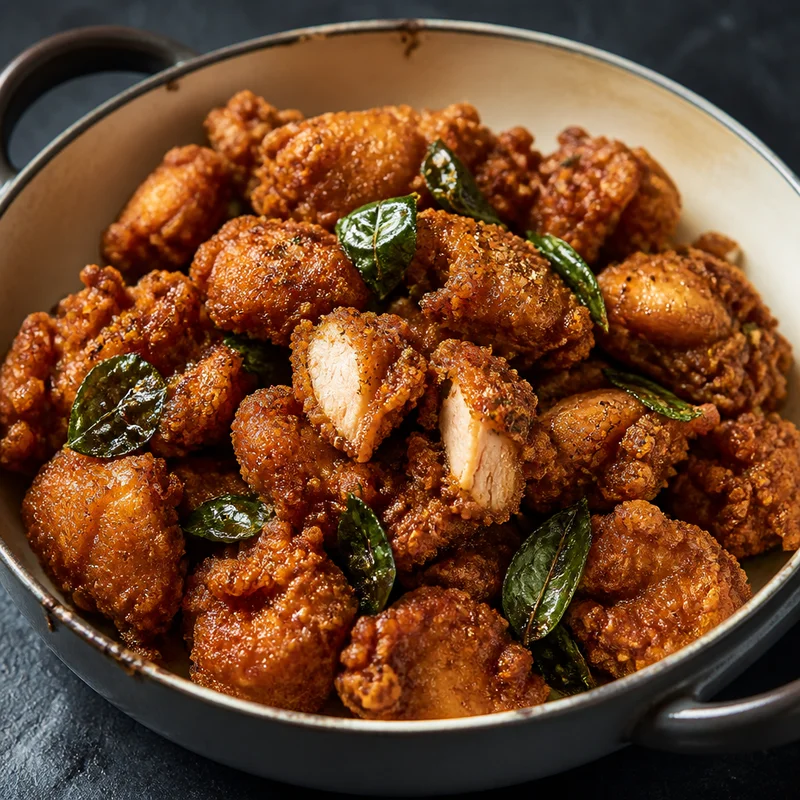 Crispy Five-Spice Popcorn Chicken with Fried Basil