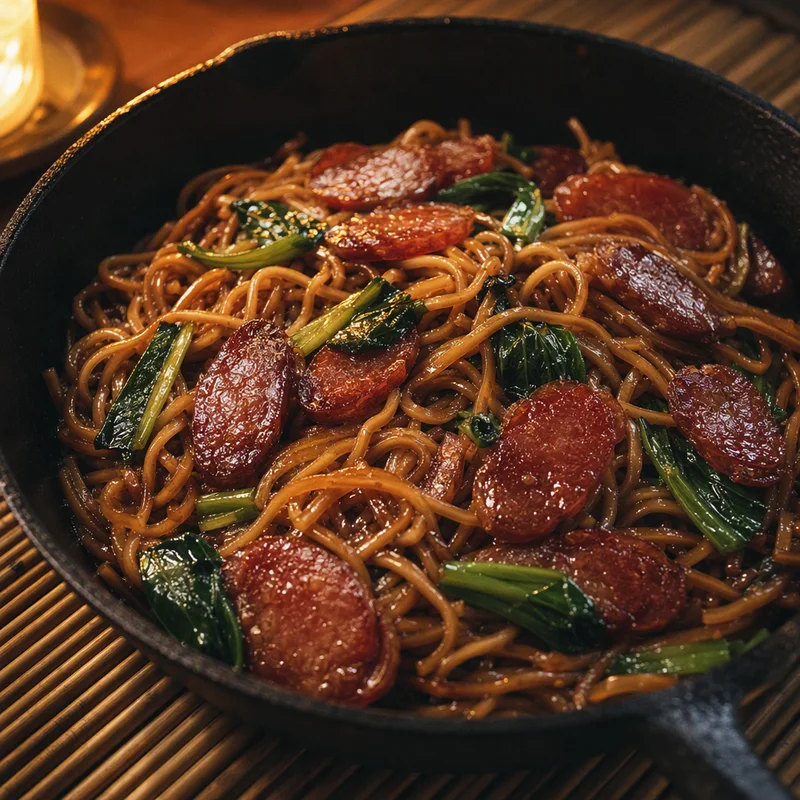 One-Pot Camp Stove Chinese Sausage Noodles