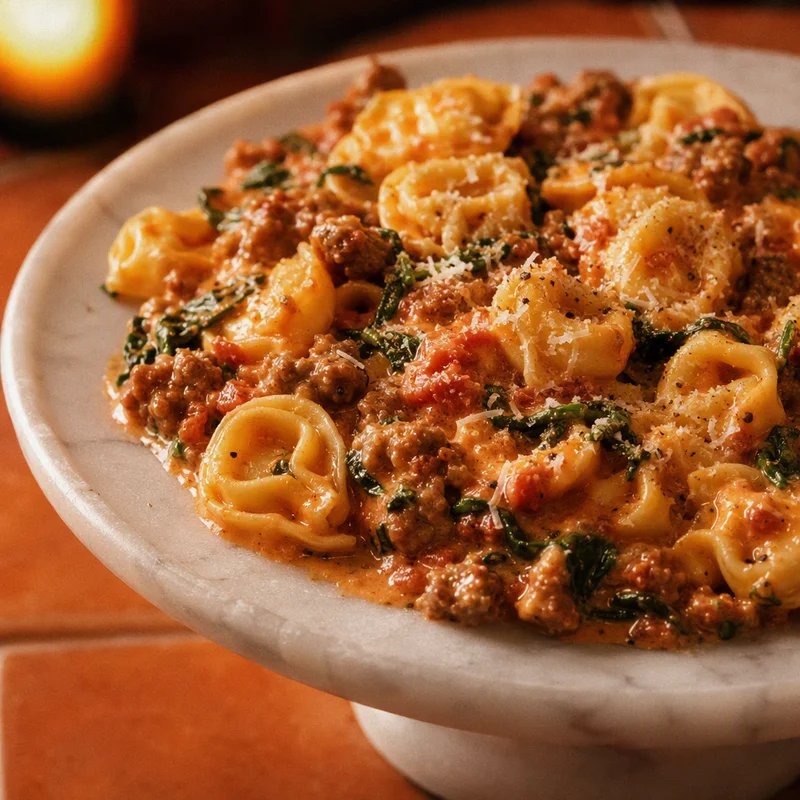 Pressure Cooker Creamy Sausage and Tortellini