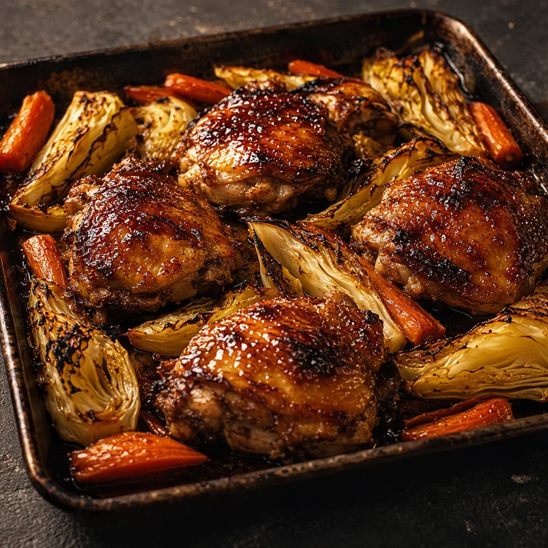 Sheet-Pan Teriyaki Chicken with Charred Cabbage and Carrots