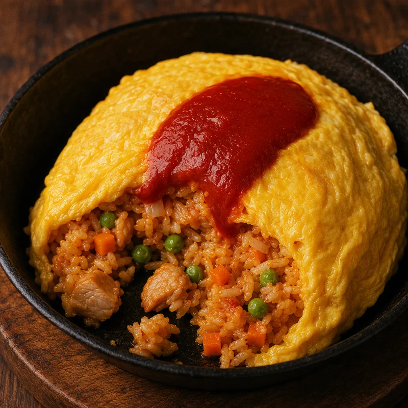 Japanese Ketchup Fried Rice Omelette (Omurice)