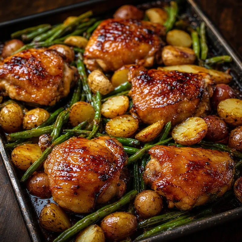 Sheet-Pan Teriyaki Chicken Thighs with Potatoes and Green Beans