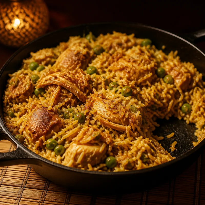 Spiced Chicken and Rice Skillet with Peas