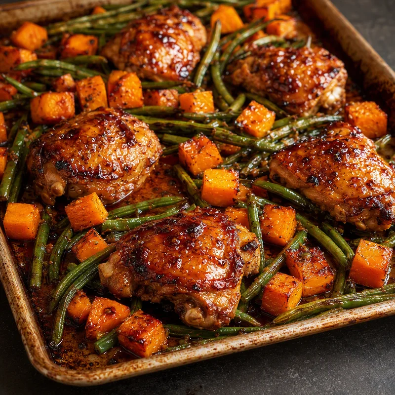 Sheet-Pan Teriyaki Chicken with Squash and Green Beans