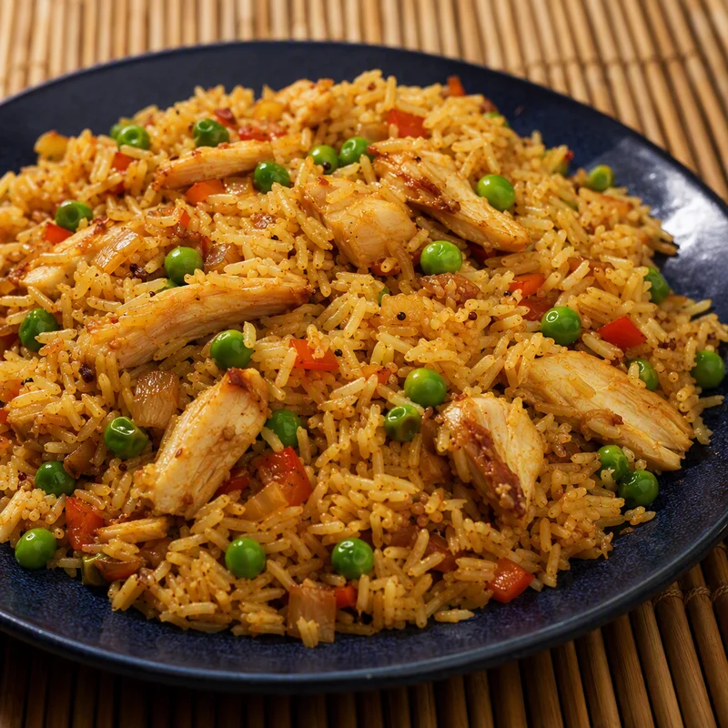 Masala Chicken Fried Rice with Peas