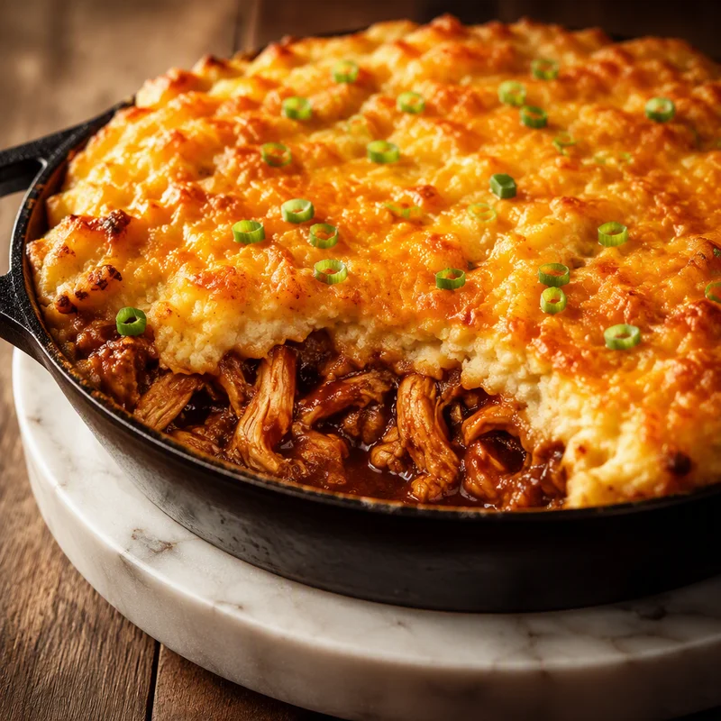 BBQ Chicken and Cheddar Mashed Potato Skillet Pie