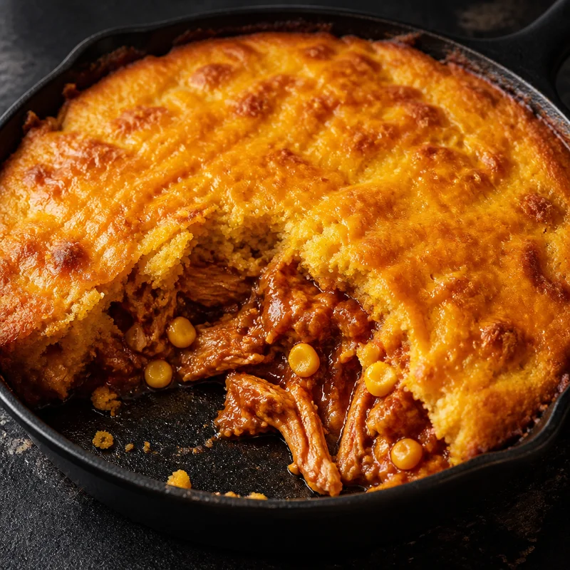 Cheesy BBQ Chicken Cornbread Skillet