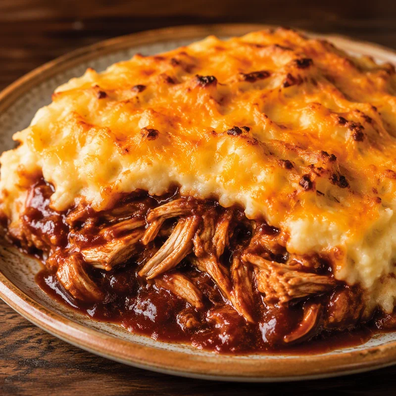 BBQ Chicken & Cheddar Mash Skillet Pie