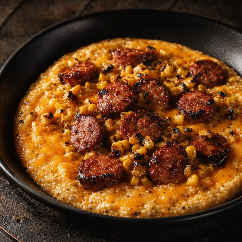Campfire Smoky Sausage and Cheddar Grits