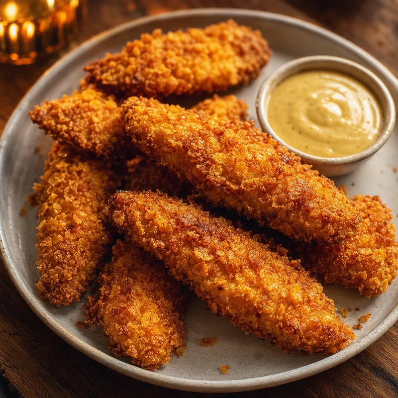 Crunchy Cornflake Chicken Tenders with Honey Mustard Dip