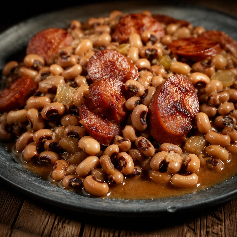Pressure Cooker Black-Eyed Peas with Smoked Sausage