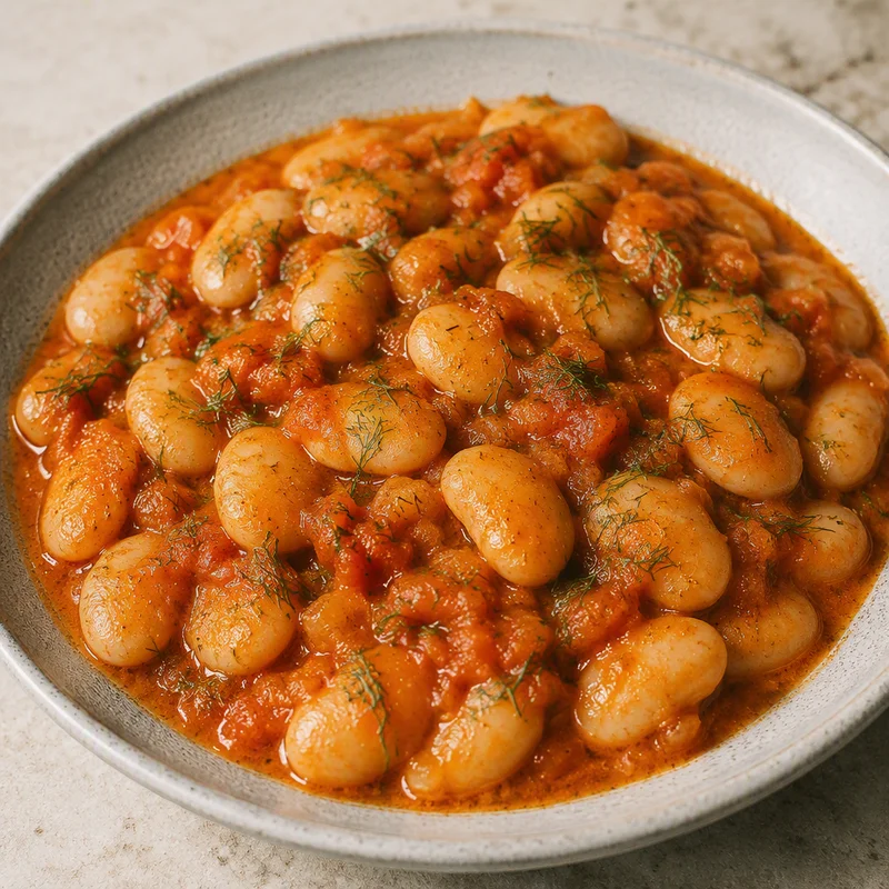 Pressure Cooker Greek Butter Beans in Tomato and Dill
