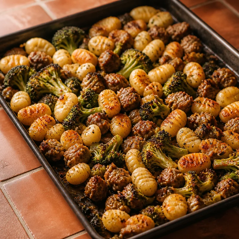 Sheet-Pan Gnocchi with Italian Sausage and Broccoli