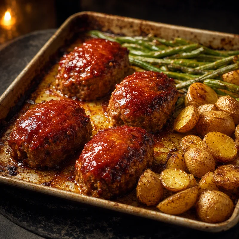 Sheet-Pan Mini Meatloaves with Roasted Potatoes