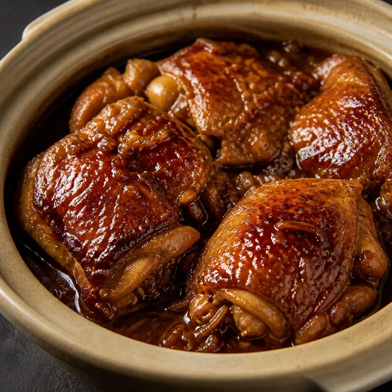 Sticky Soy-Ginger Braised Chicken Thighs