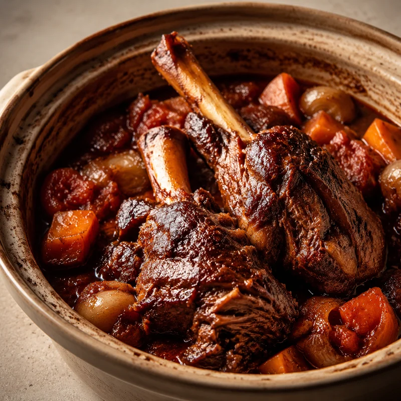 Red Wine Braised Lamb Shanks with Vegetables