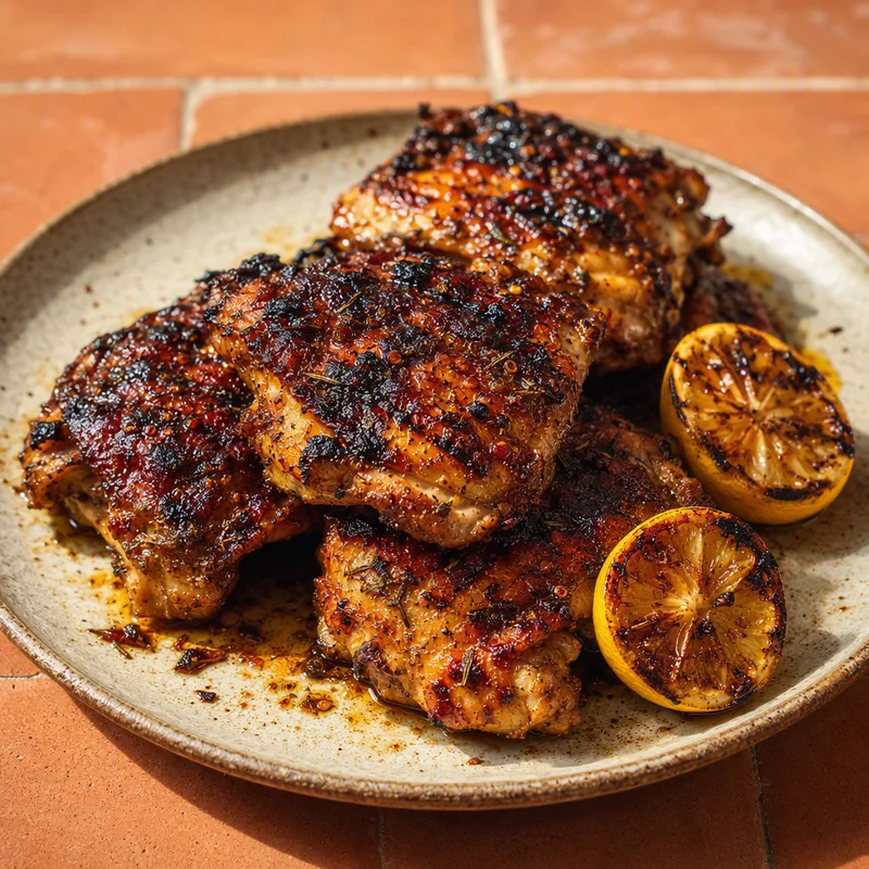 Grilled Chicken alla Diavola with Charred Lemons