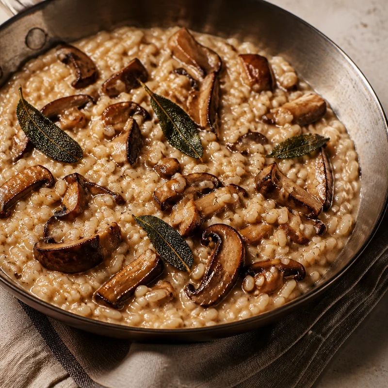 Creamy Porcini Risotto with Crispy Sage