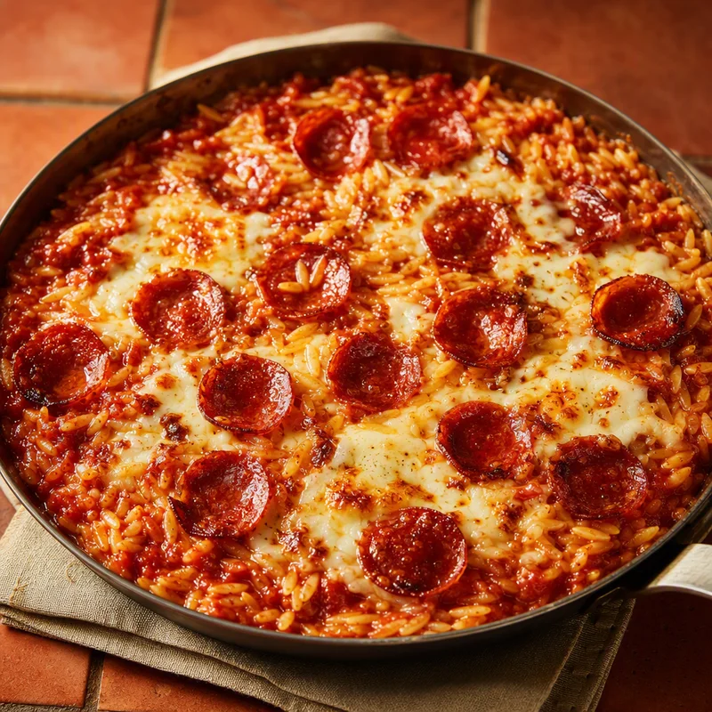 One-Pot Campfire Pepperoni Pizza Orzo