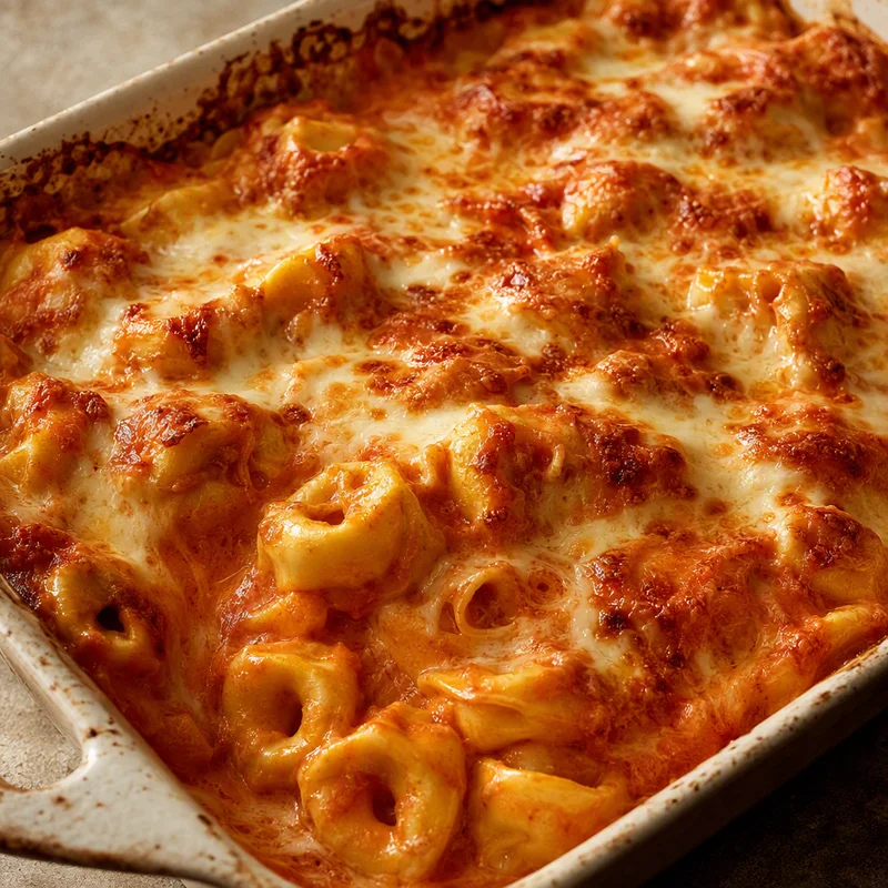 Cheesy Baked Tomato Cream Tortellini