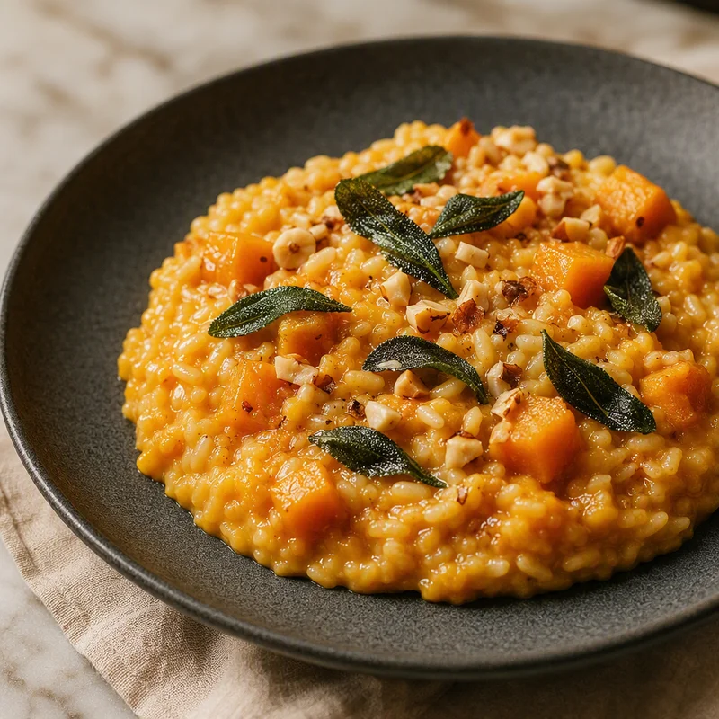 Butternut Squash Risotto with Crispy Sage and Toasted Hazelnuts