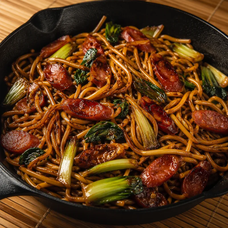 One-Pot Campfire Chinese Sausage Noodles