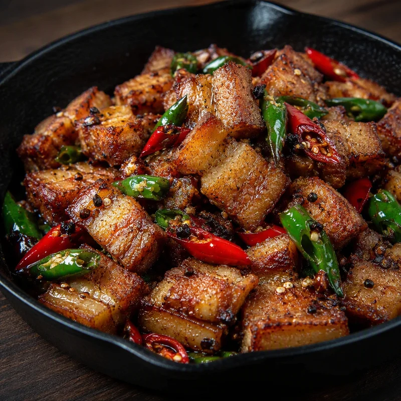 Crispy Salt-and-Pepper Pork Belly with Blistered Chilies