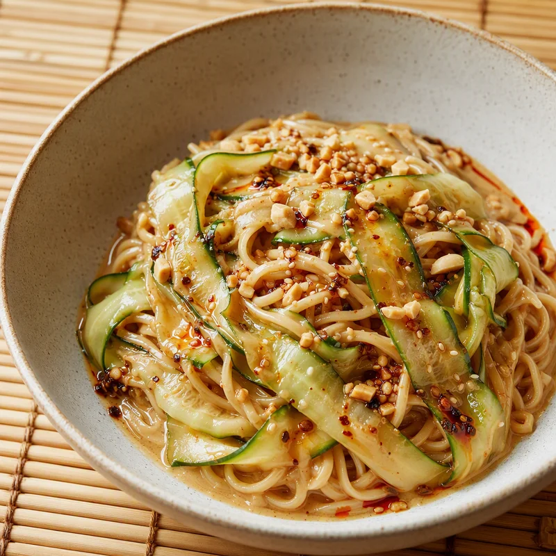 Chilled Sesame Noodles with Cucumber Ribbons