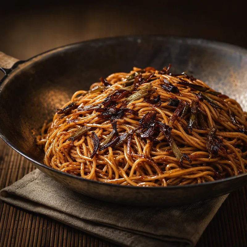 Charred Scallion Oil Noodles with Crispy Shallots