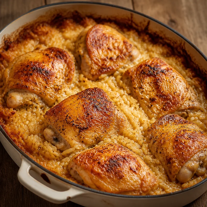 Oven-Baked Chicken and Garlic Butter Rice