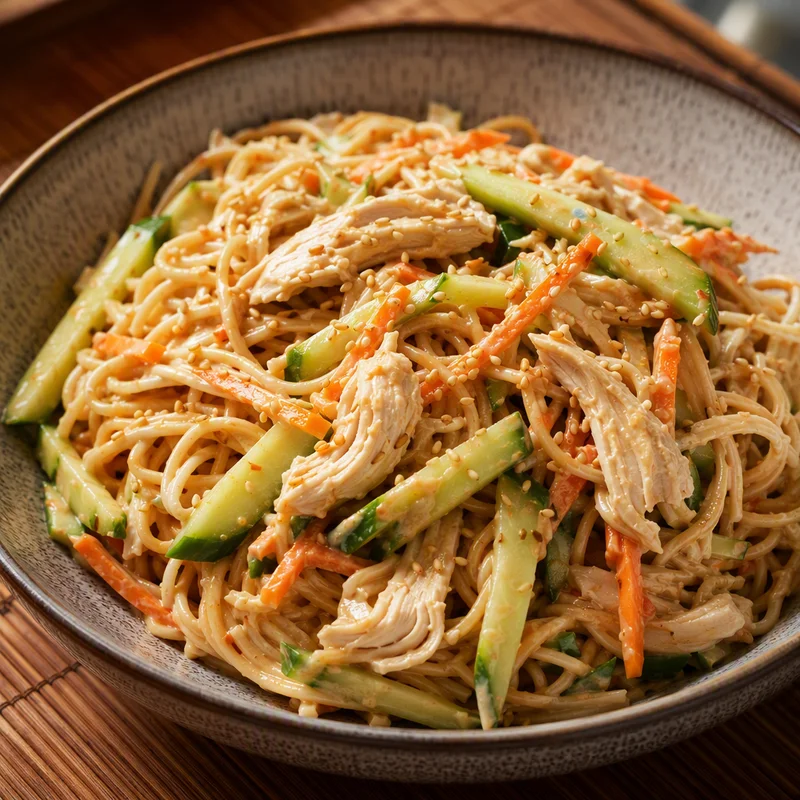 Cold Sesame Noodles with Chicken and Cucumber